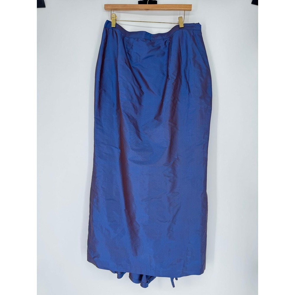 Marisa Baratelli 100% Thai Silk Maxi Skirt 18 Iridescent Blue Quiet Luxury Gala